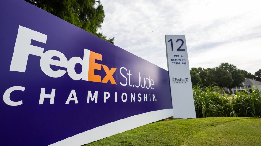 A general view of Fedex signage on the 12th tee prior to the FedEx St. Jude Championship