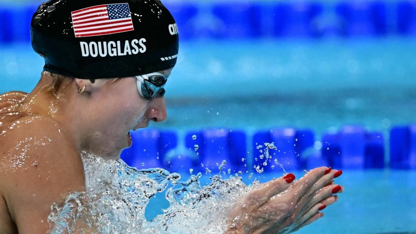 Swimmer Kate Douglass during a race.