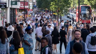 Crowds of shoppers and visitors out on Oxford Street on 28th August 2024 in London, United Kingdom.