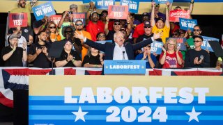 Governor Tim Walz delivers remarks at the Milwaukee Area Labor Council’s Laborfest 2024 on September 2nd, 2024 at the Summerfest Grounds, in Milwaukee, Wisconsin.