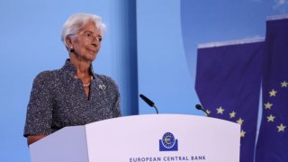 European Central Bank (ECB) President Christine Lagarde addresses a press conference on the Eurozone’s monetary policy, at the central bank’s headquarters in Frankfurt am Main, western Germany, on September 12, 2024.