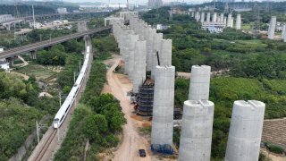 Local governments in China are still building highways, bridges and railways, as pictured here in Jiangxi province on Sept. 6, 2024.