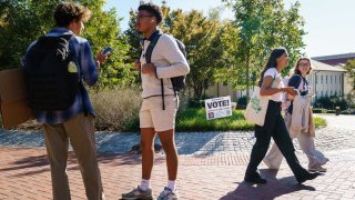 Young people are seen on the Emory University campus