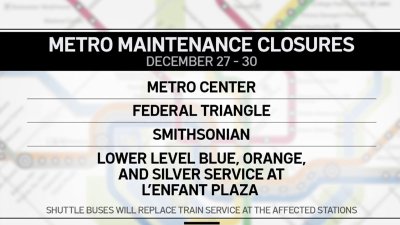 Metro announces holiday season maintenance closures