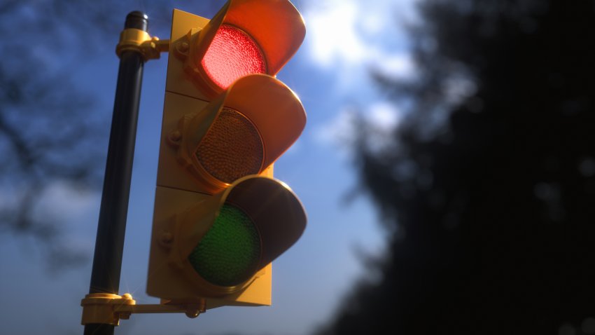 Red traffic light, illustration.