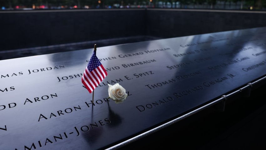 World Trade Center terrorist attack victims names are seen on the Memorial Pool