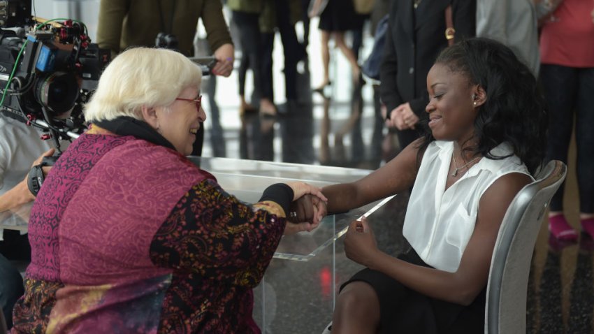 NEW YORK, NY – APRIL 26:  Elaine DePrince (L) and Ballerina Michaela DePrince attend the Jockey “Show’Em What’s Underneath, Show’Em Your Jockey” Event in NYC at One World Observatory on April 26, 2017 in New York City.  (Photo by Jason Kempin/Getty Images for Jockey)