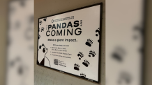 A billboard announcing the impending return of the pandas to the National Zoo is in Eastern Market on Sept. 9, 2024.