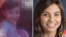 Sarah Hoggle before she disappeared a decade ago (left), and an age-progressed image that shows what she might look like in 2024 (National Center for Missing and Exploited Children)