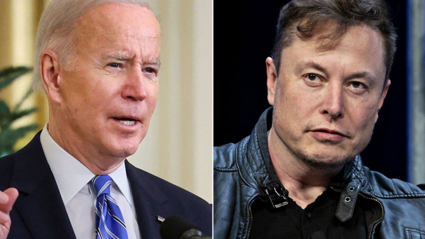 Joe Biden, left, and Elon Musk