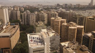 An aerial view shows the Central Bank of India building, in Mumbai, India, 28 September, 2022. (Photo by Niharika Kulkarni/NurPhoto via Getty Images)