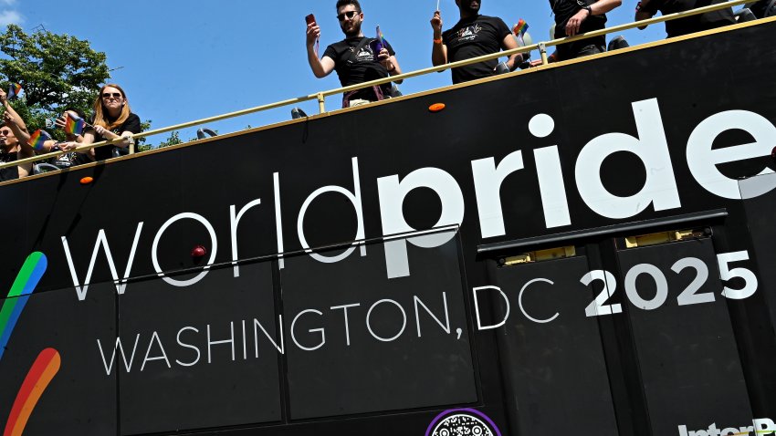 WASHINGTON, DC – JUNE 10: Organizers of WorldPride Washington, DC 2025 ride along the Capital Pride 2023 parade route on June 10, 2023 in Washington, DC. (Photo by Shannon Finney/Getty Images)