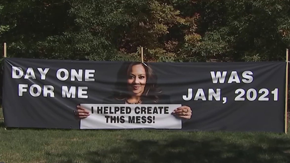 Anti-Kamala Harris sign rigged with trip wires, alarm in Leesburg ...