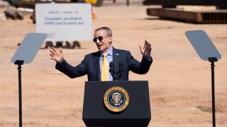 Intel CEO Patrick Gelsinger speaks prior to President Joe Biden’s remarks at Intel Ocotillo Campus on March 20, 2024 in Chandler, Arizona. 