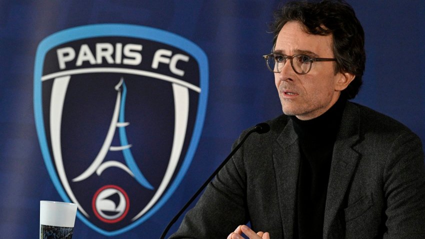 Antoine Arnault speaks to the media during the Paris FC press conference at Groupe ADP – Centre d’entrainement Paris FC on November 20, 2024 in Orly, France.