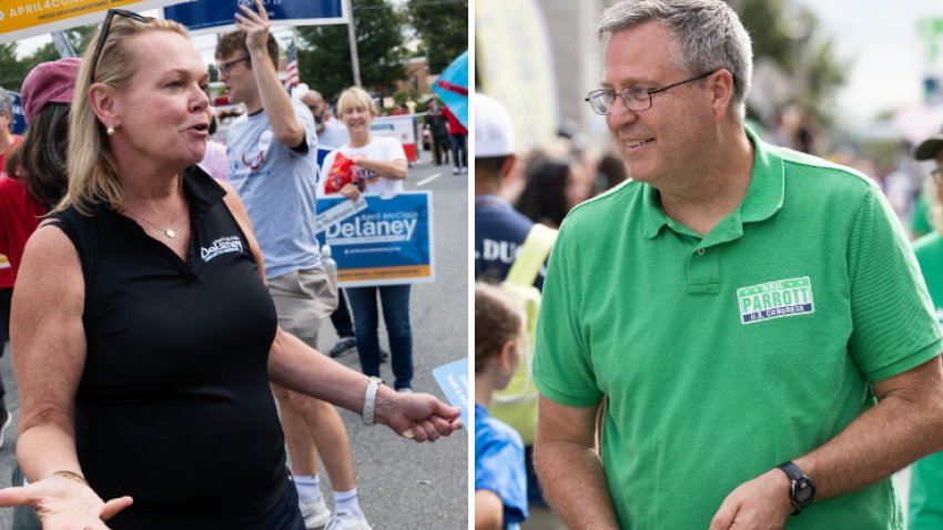 POOLESVILLE, MD – SEPTEMBER 21 – April McClain Delaney, a Democrat running to represent Maryland’s 6th District, meets parade goers Saturday, Sept. 21, 2024, during the Poolesville Day Parade in Poolesville, Md. (Photo by Luke Johnson for The Washington Post via Getty Images)
POOLESVILLE, MD – SEPTEMBER 21 – Neil Parrott, a Republican running to represent Maryland’s 6th District, hands out candy and meets parade goers Saturday, Sept. 21, 2024, during the Poolesville Day Parade in Poolesville, Md. (Photo by Luke Johnson for The Washington Post via Getty Images)