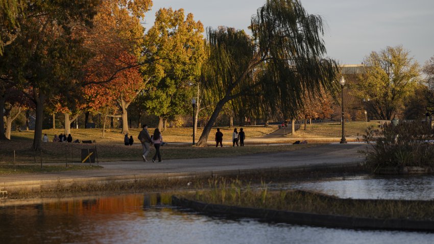 People enjoy the sunny day around the Lincoln Memorial in Washington D.C., United States on November 26, 2024. (Photo by Celal Gunes/Anadolu via Getty Images)