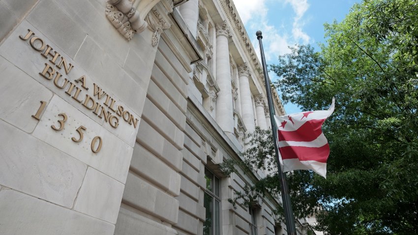 WASHINGTON, DC – JUNE 23: The flag of the District of Columbia flies at the John A. Wilson Building in Washington, DC on June 23, 2017. (Photo by Bonnie Jo Mount/The Washington Post via Getty Images)