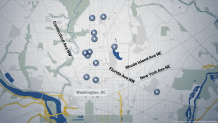 This map shows the locations of each of the 12 alleged sexual assault and abuse incidents for which Uwana Ubom, 33, of Northwest D.C., has been charged.