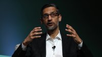 Sundar Pichai, CEO of Alphabet Inc., during Stanford’s 2024 Business, Government, and Society forum in Stanford, California, April 3, 2024.