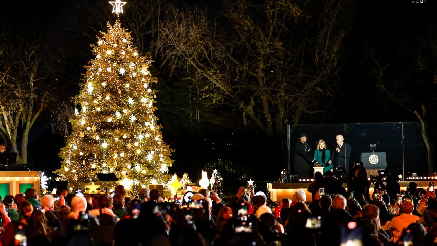 FROM 2022: Show host LL Cool J, President Joe Biden and first lady Jill Biden participate in the National Christmas Tree lighting ceremony on the White House Ellipse.