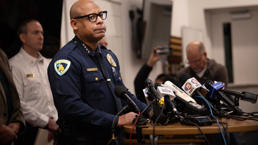 MADISON, WISCONSIN – DECEMBER 16: Madison Police Chief Shon Barnes speaks to the media about the shooting at the Abundant Life Christian School on December 16, 2024 in Madison, Wisconsin. A student and teacher were shot and killed and the alleged shooter, a 15-year-old female who police say was a student at the school, was found dead at the scene, according to published reports. Six others were injured with two in critical condition, the reports said.  (Photo by Scott Olson/Getty Images)