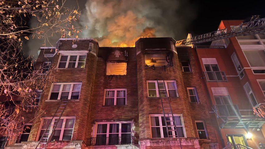 A fire in D.C.’s Columbia Heights neighborhood on Dec. 31, 2024.