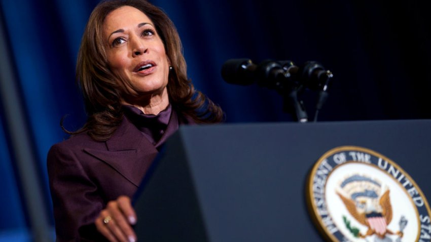 US Vice President Kamala Harris speaks during the White House Tribal Nations Summit at the Department of the Interior in Washington, DC, US, on Monday, Dec. 9, 2024. The Tribal Nations Summit is meant to reinforce the fundamental principles of Tribal sovereignty, Tribal Self Determination, and the federal government’s trust responsibility. Photographer: Will Oliver/EPA/Bloomberg via Getty Images