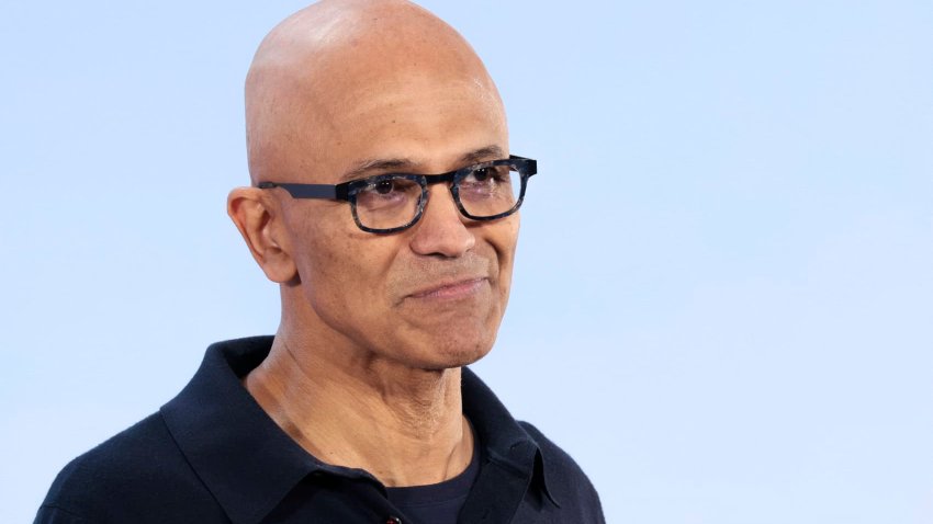 Microsoft Chairman and CEO Satya Nadella speaks at a press briefing on the company’s campus in Redmond, Washington, on May 20, 2024.