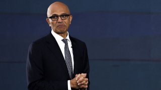 Executive Chairman and CEO of Microsoft Corporation Satya Nadella speaks during the “Microsoft Build: AI Day” event in Bangkok, Thailand, May 1, 2024.