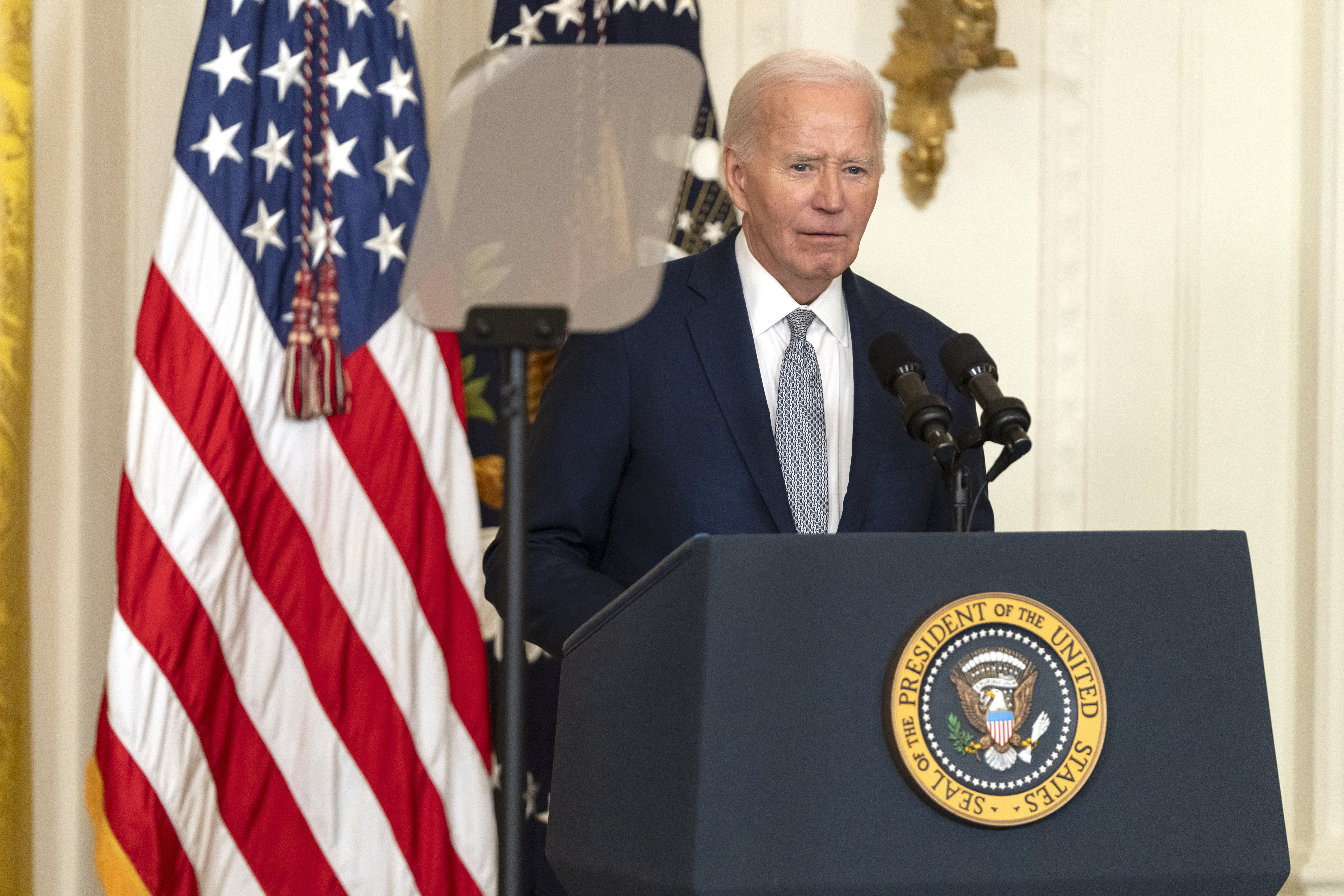 President Joe Biden speaks at an event to award the Presidential Citizens Medal to recipients in the East Room at the White House, Thursday, Jan. 2, 2025, in Washington.