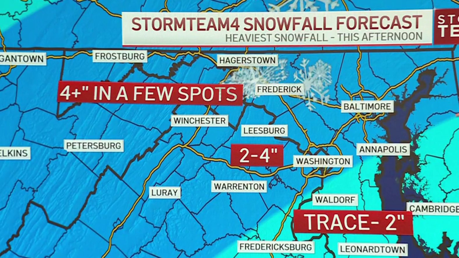 Snow expected in DC area, 2-4 inches could fall on Sunday – NBC4 Washington
