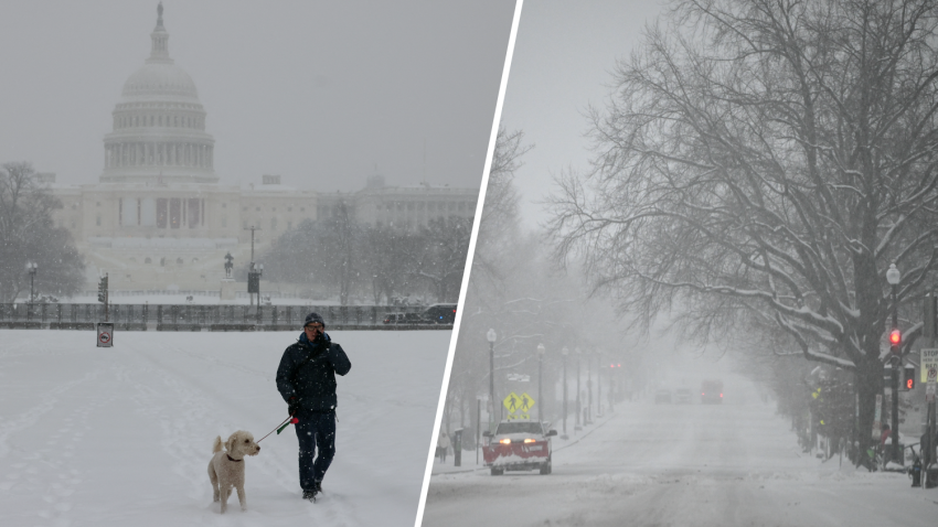 A snowstorm envelops the D.C. area on Monday, Jan. 6, 2025.