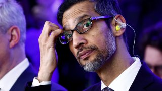 Sundar Pichai, CEO of Google and Alphabet, attends the inauguration of a new hub in France dedicated to the artificial intelligence sector, at the Google France headquarters in Paris, France, on Feb. 15, 2024.