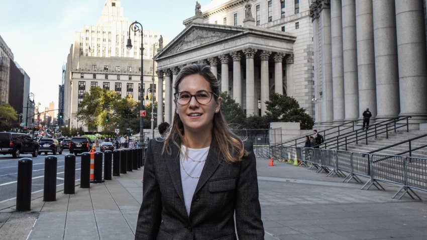 Danielle Sassoon, assistant US Attorney for the Southern District of New York, exits court in New York, US, on Thursday, Oct. 5, 2023. Photographer: Stephanie Keith/Bloomberg via Getty Images