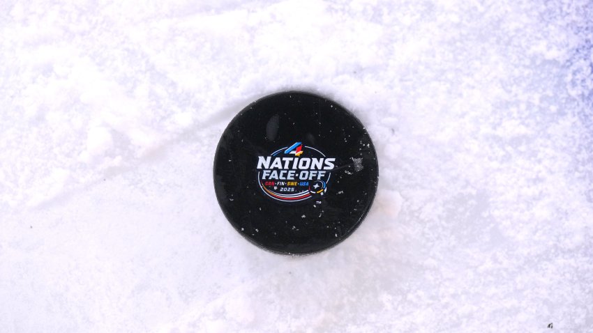 Puck with the 4 Nations Face-Off logo