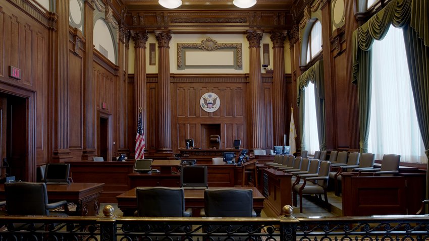 A courtroom in the Federal Building and U.S. Courthouse in Providence, R.I.