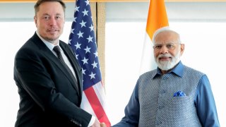 Indian Prime Minister Narendra Modi meets with Elon Musk in New York, U.S., on June 20, 2023. 