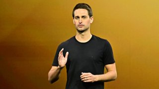 Evan Spiegel, CEO of Snap Inc., speaks during the 6th annual Snap “Partner Summit” on September 17, 2024, at the Barker Hangar in Santa Monica, California.