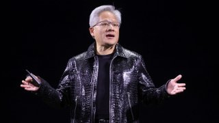 Nvidia CEO Jensen Huang gives a keynote address at CES 2025, an annual consumer electronics trade show, in Las Vegas, Nevada, on Jan. 6, 2025.