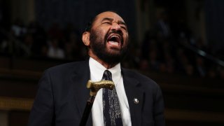Rep. Al Green shouts as President Donald Trump addresses a joint session of Congress at the U.S. Capitol in Washington, D.C., on March 4, 2025.