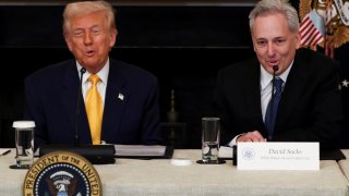 U.S. President Donald Trump sits next to Crypto czar David Sacks at the White House Crypto Summit at the White House in Washington, D.C., U.S., March 7, 2025.