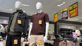 Clothing is displayed on mannequins at a Forever 21 store that is preparing to close on February 20, 2025 in San Francisco, California. 