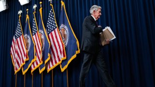 Federal Reserve Chairman Jerome Powell concludes a news conference after a meeting of the Federal Open Market Committee on Wednesday, March 19, 2025.Β