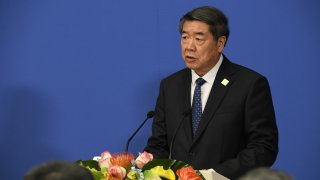 He Lifeng, China’s vice premier, speaks at a news conference in Beijing, China, on Saturday, Jan. 11, 2025. UK chancellor of the exchequer Rachel Reeves, kicked off a two-day China visit Saturday, a landmark exchange highlighting the Labour government’s efforts to stay focused on long-term plans to get the British economy growing again even as fiscal concerns mount back home.  