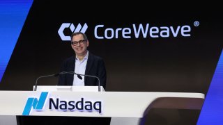 Michael Intrator, Founder & CEO of CoreWeave, Inc., Nvidia-backed cloud services provider, reacts during the company’s IPO at the Nasdaq Market, in New York City, U.S., March 28, 2025.