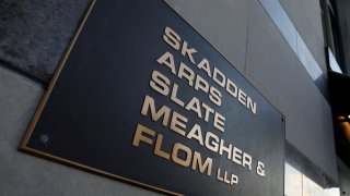 FILE PHOTO: Signage is seen outside of the law firm Skadden, Arps, Slate, Meagher & Flom LLP in Washington, D.C., U.S., August 30, 2020.