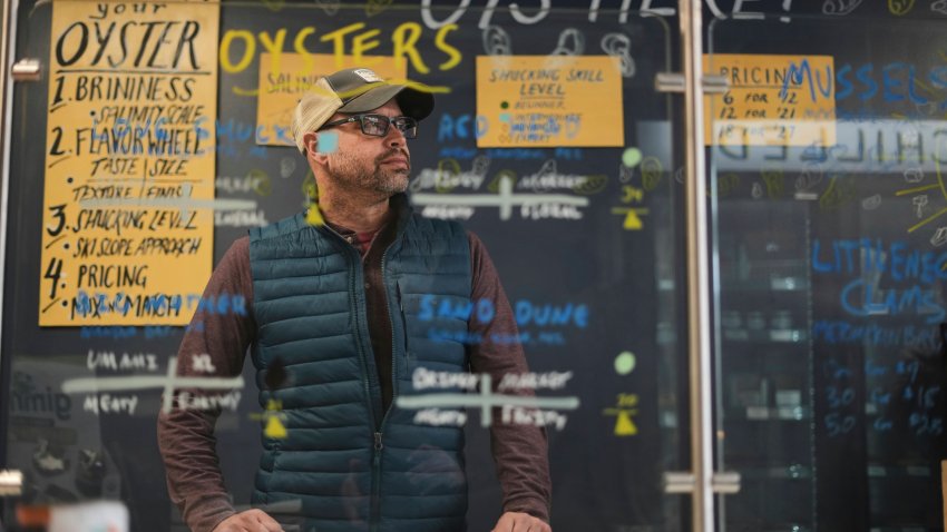 Bryan Szeliga owner of Fishtown Seafood poses for a photograph at his location in Haddonfield, N.J., Thursday, March 6, 2025.