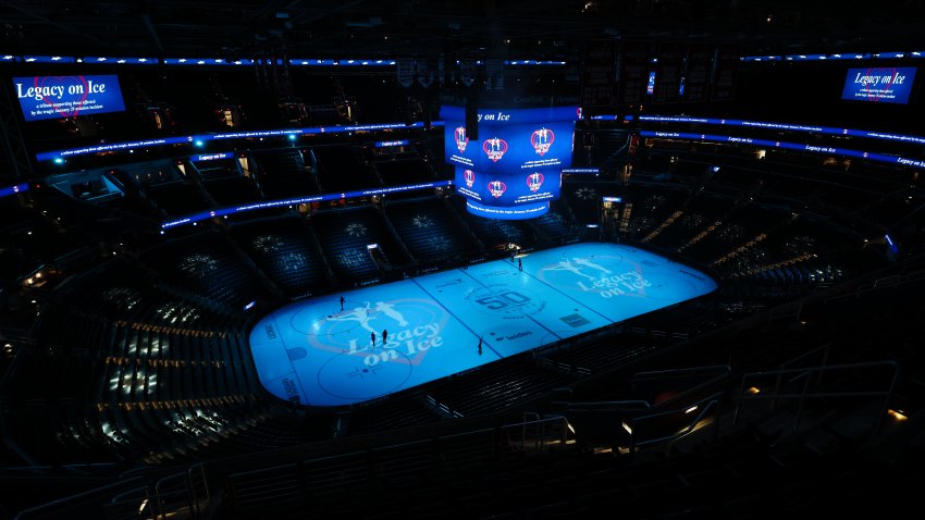 WASHINGTON, DC – MARCH 02: A general view as skaters warmup before the Legacy On Ice U.S. Figure Skating Benefit at Capital One Arena on March 2, 2025 in Washington, DC. (Photo by Scott Taetsch/Getty Images)