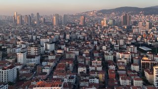 Cityscape at sunset on March 4, 2024 in Istanbul, Turkey.